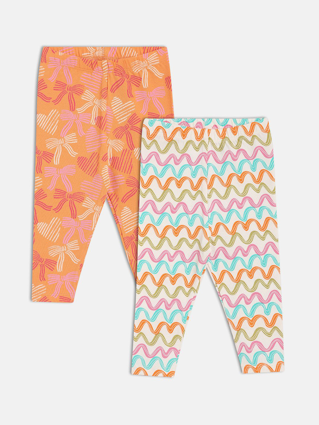

MINI KLUB Girls Pack Of 2 Printed Leggings, Orange