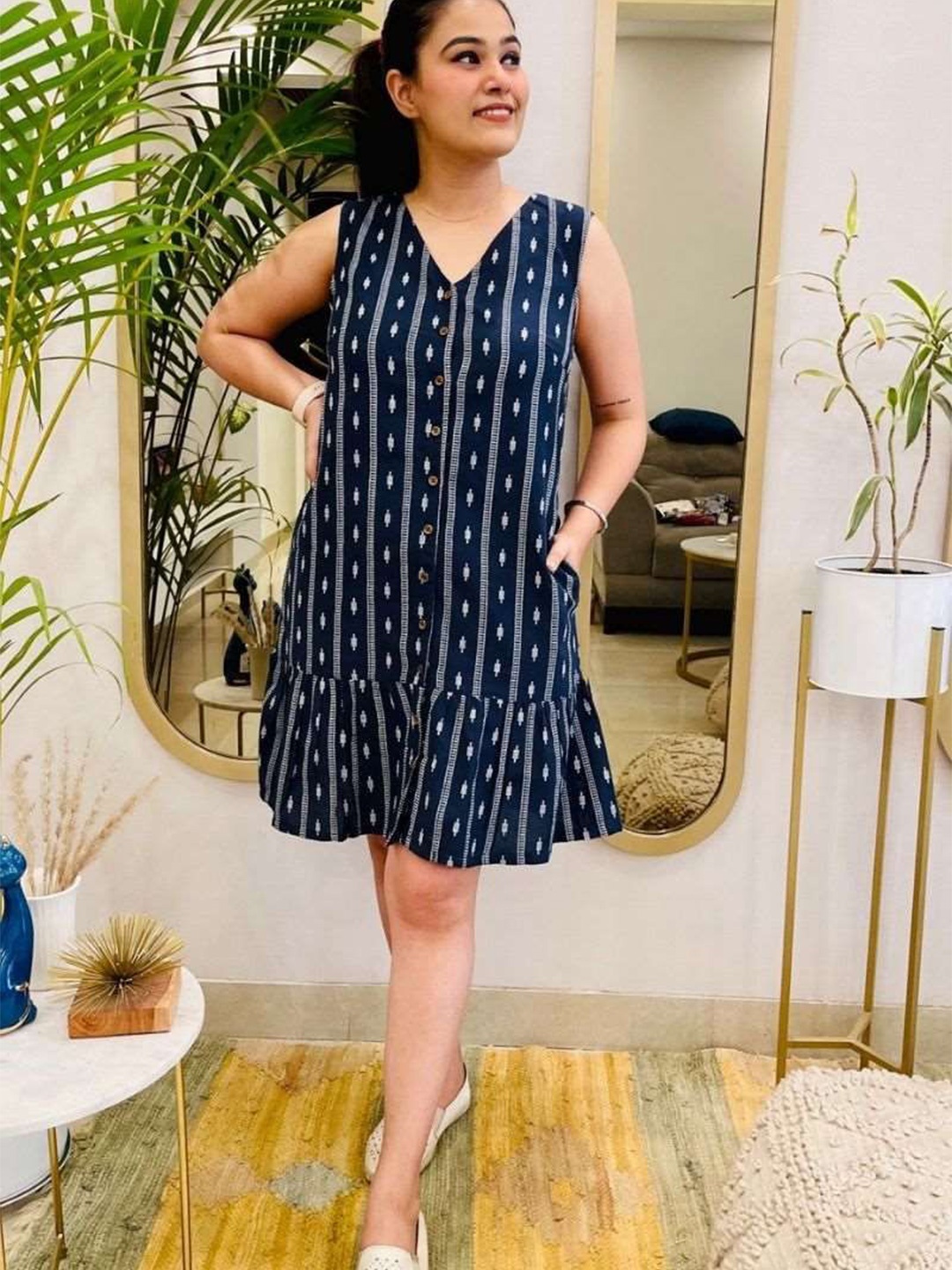 

Bohemian Dream Embroidered Shirt Dress, Navy blue