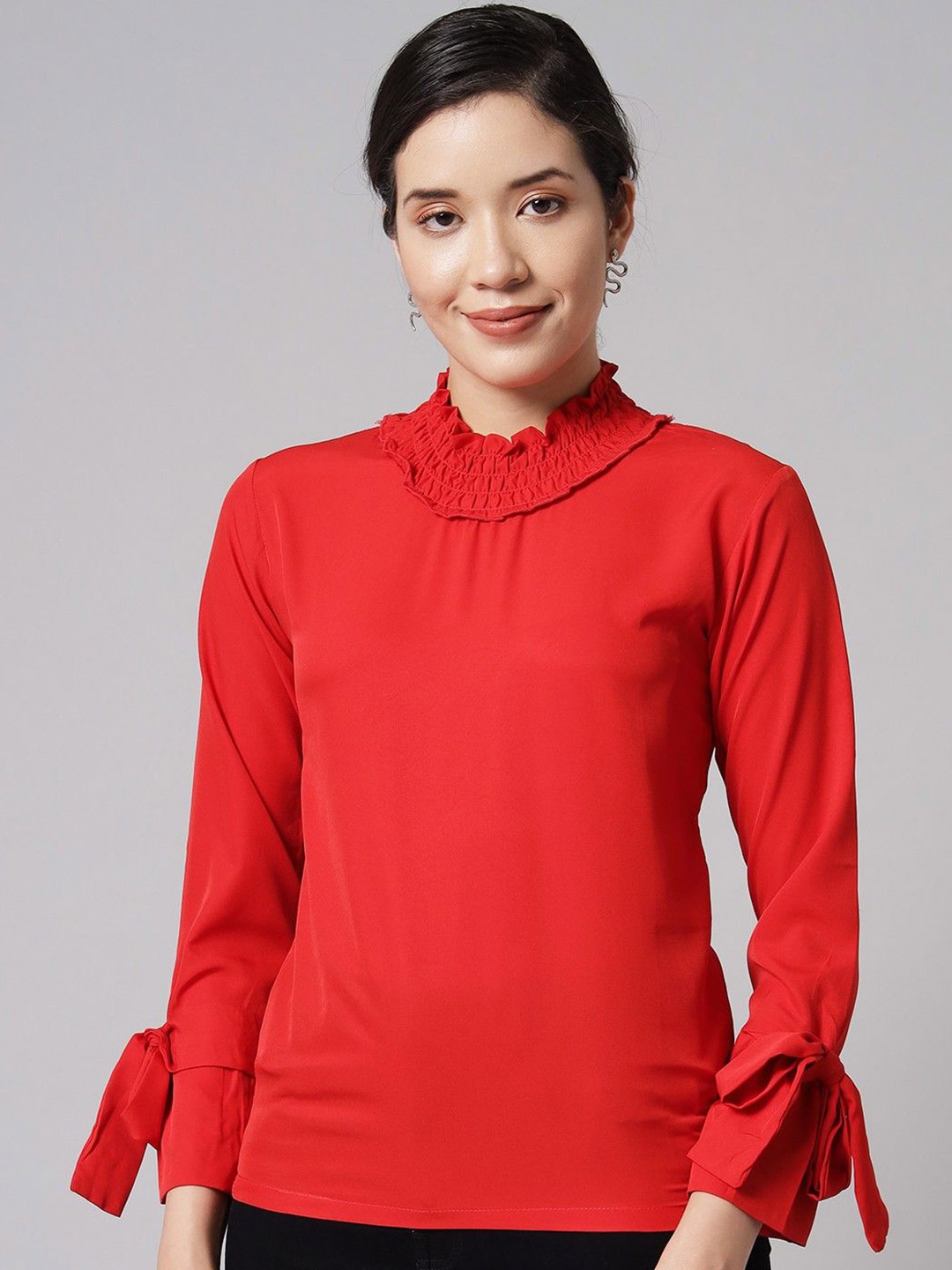 

WESTCHIC Crepe Crop Top, Red