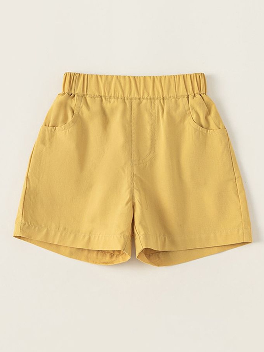 

LULU & SKY Girls High-Rise Cotton Shorts, Yellow