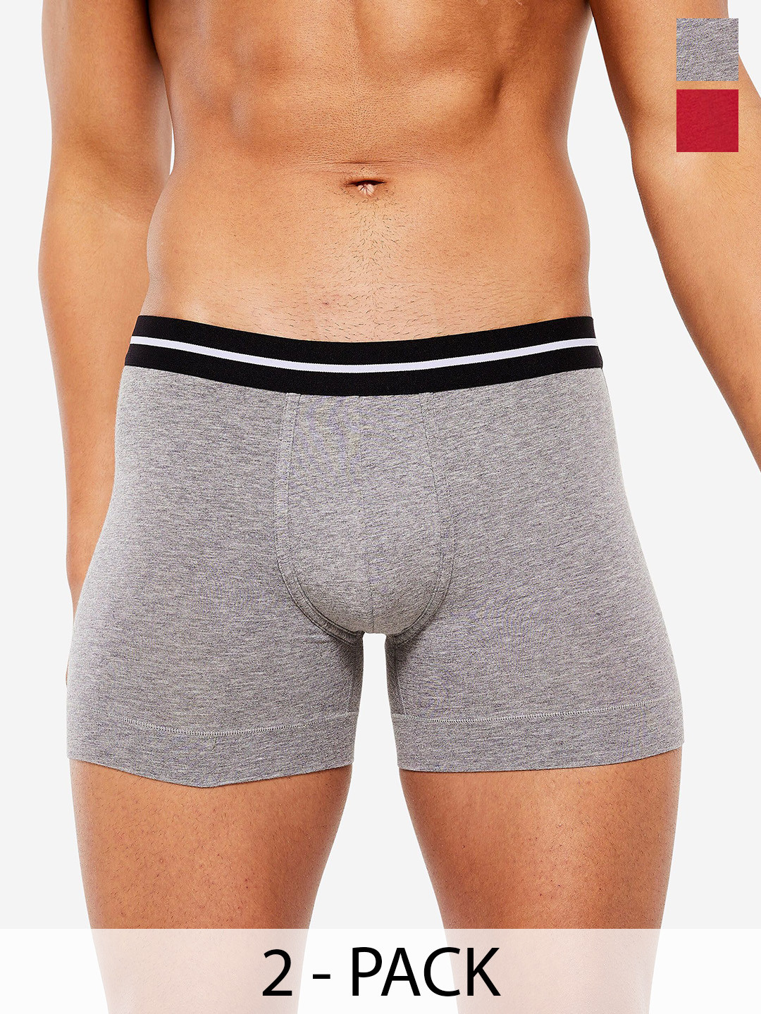 

Domyos By Decathlon Pack Of 2 Pure Cotton Boxers VANumber - 8854085, Grey