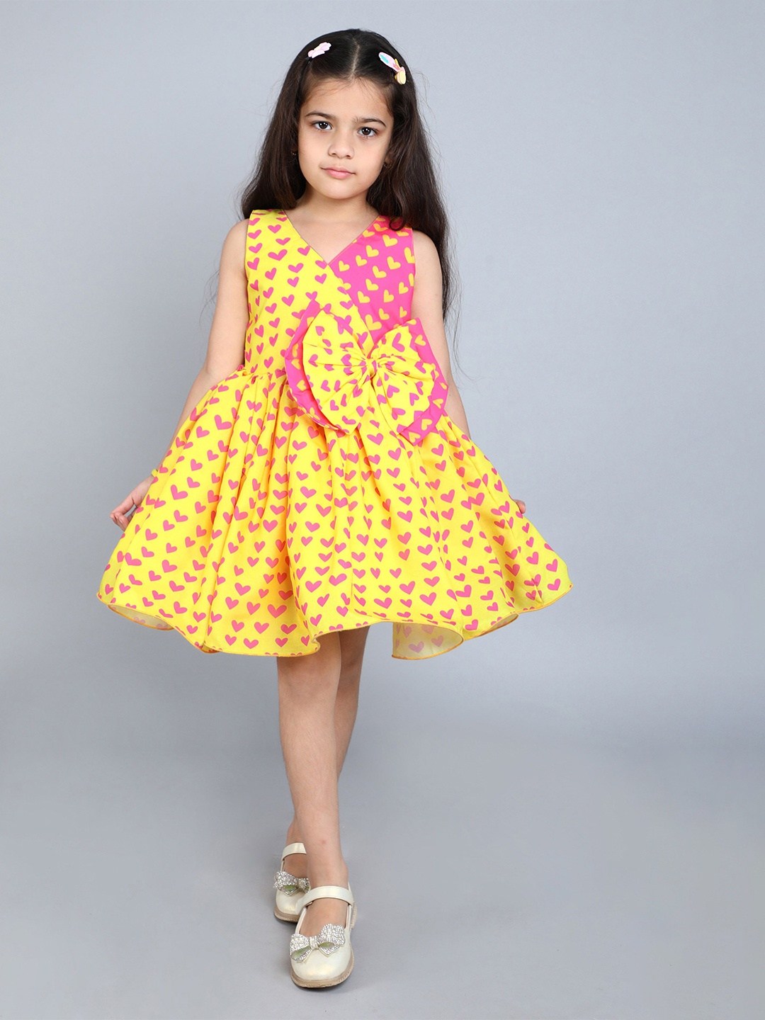 

Pink Chick Girls Cotton Printed Fit & Flare Dress, Yellow