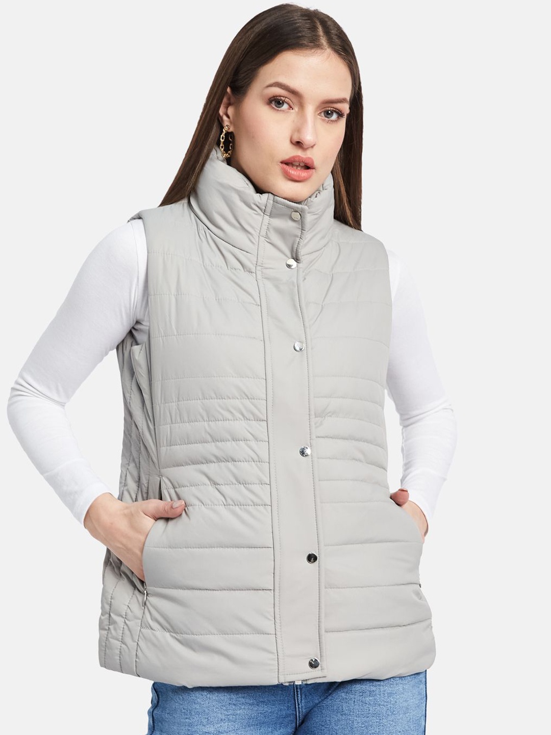 

METTLE Women Padded Jacket, Grey