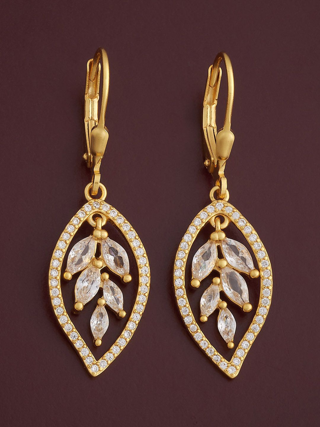 

Kushal's Fashion Jewellery 92.5 Silver Gold Plated Zircon Hoop Earrings