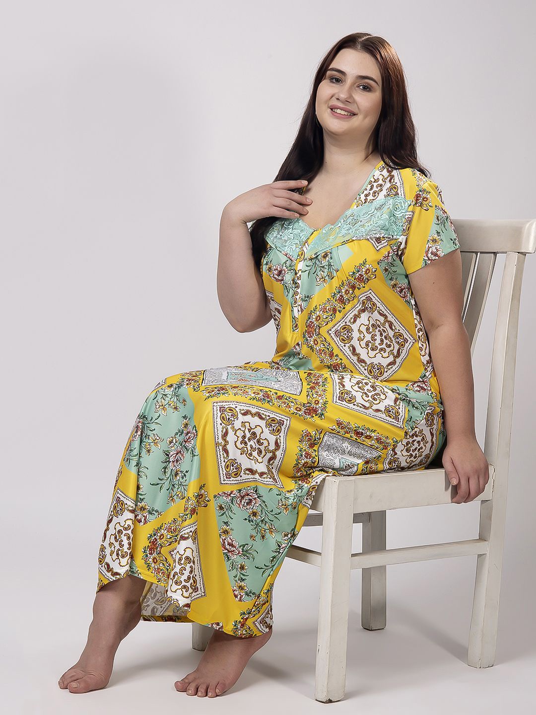 

CHUI MUI Printed Maxi Nightdress, Yellow