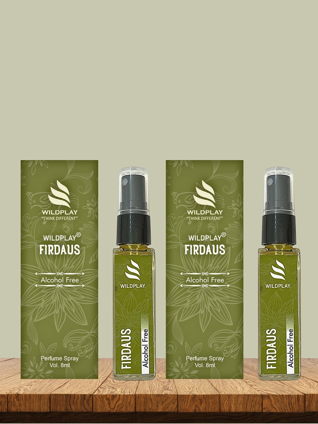 

WILDPLAY Set Of 2 Firdaus Alcohol Free Perfume - 8 ml Each, Green