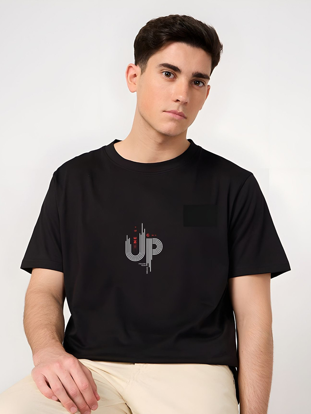 

Moda Rapido Men Typography Printed Round Neck Cotton Relaxed Fit T-shirt, Black