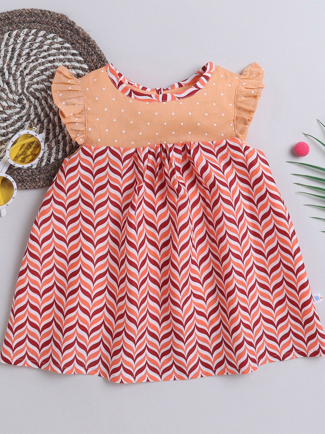 

MANY FROCKS & Print Fit & Flare Dress, Peach