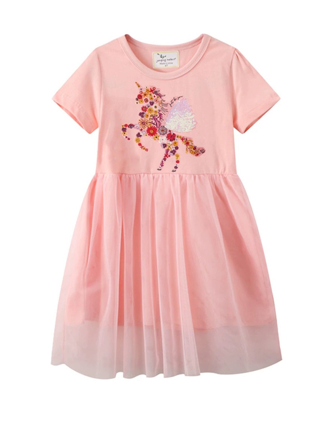 

LULU & SKY Embellished Fit & Flare Dress, Peach