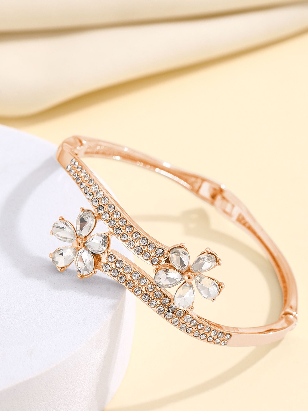 

Shining Diva Fashion Rose Gold-Plated Crystals Studded Wraparound Bracelet