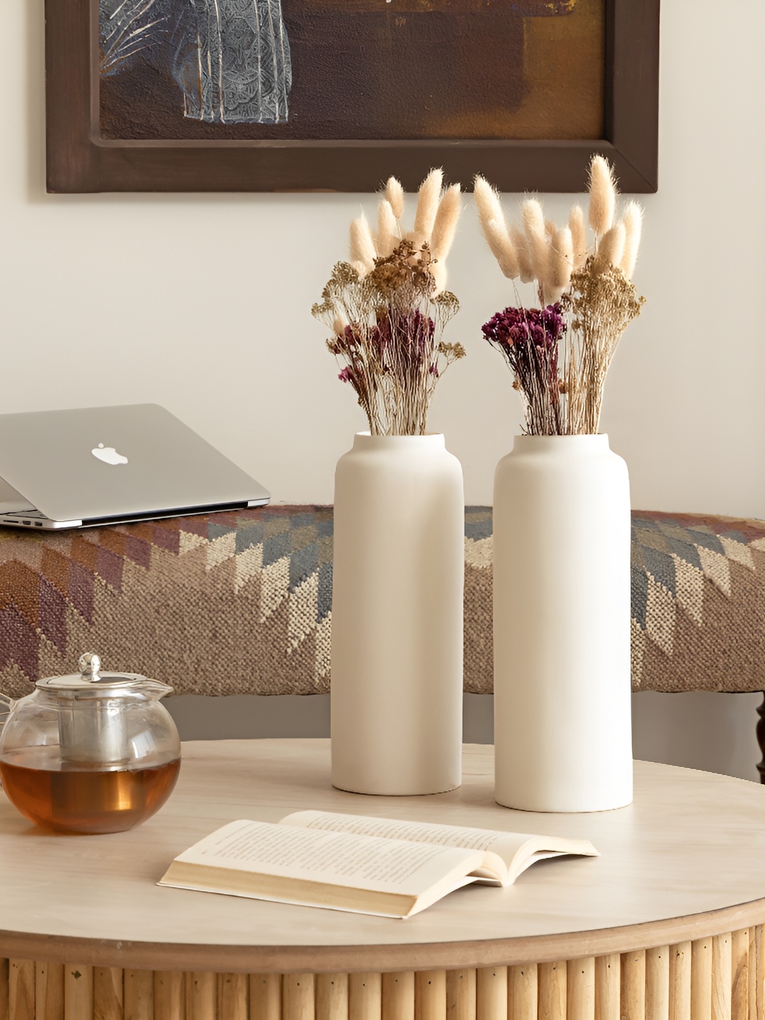 

Claymistry Off-White 2 Pieces Ceramic Flower Vase