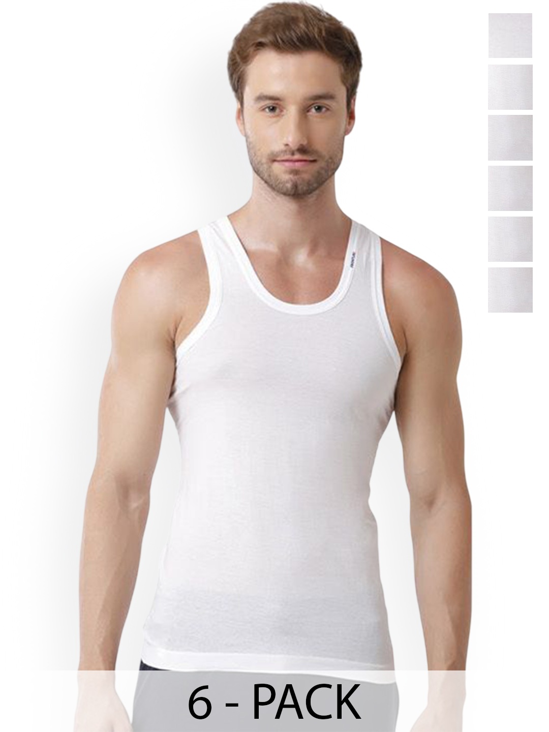 

Rupa Pack Of 6 Pure Cotton Innerwear Vests Frontline-White-Vest-RN-6-110