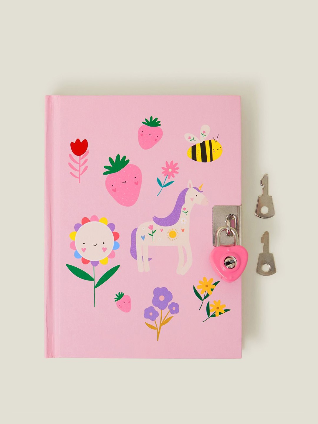 

Accessorize Conversational Printed Lockable Journal Stationery, Pink