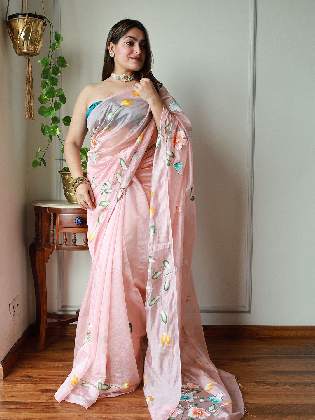 

Anouk Floral Organza Saree, Peach