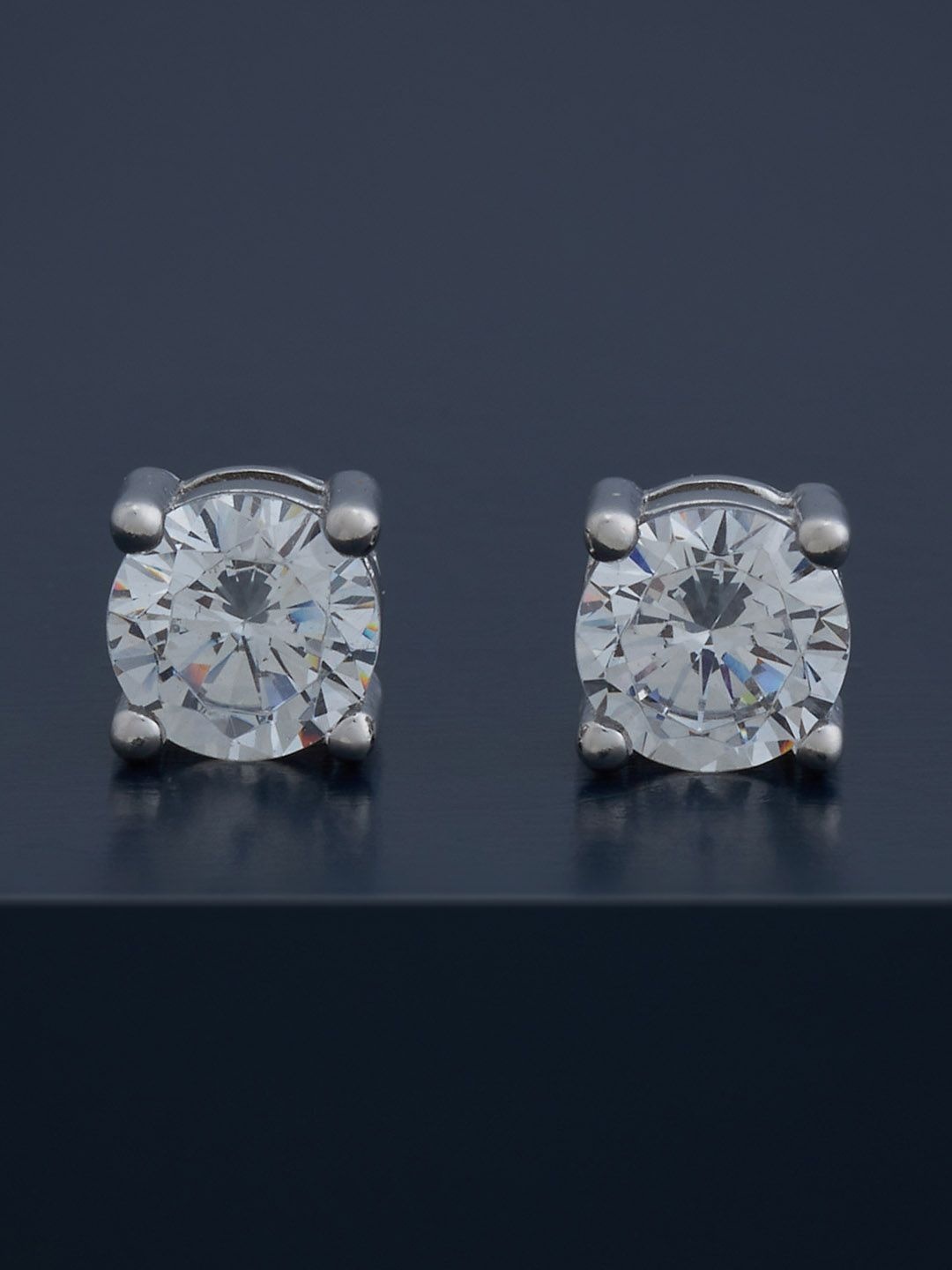 

Kushal's Fashion Jewellery 92.5 Silver Rhodium-Plated Stone Studded Circular Studs