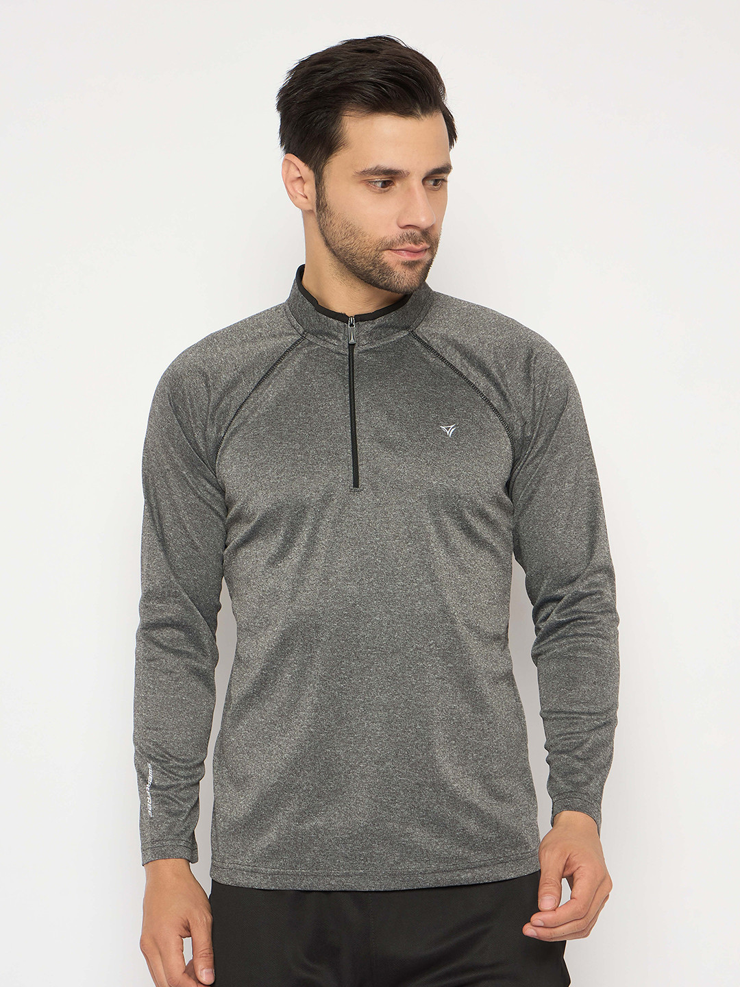 

NEVA Men Solid High Neck Regular Fit Cotton T-shirt, Grey