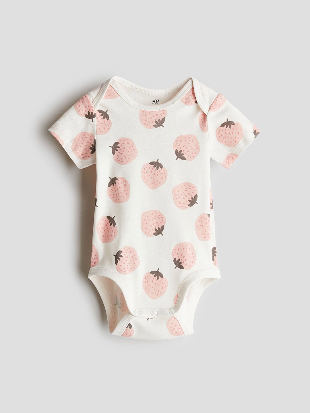 

H&M Printed Envelope-Neck Bodysuit, White