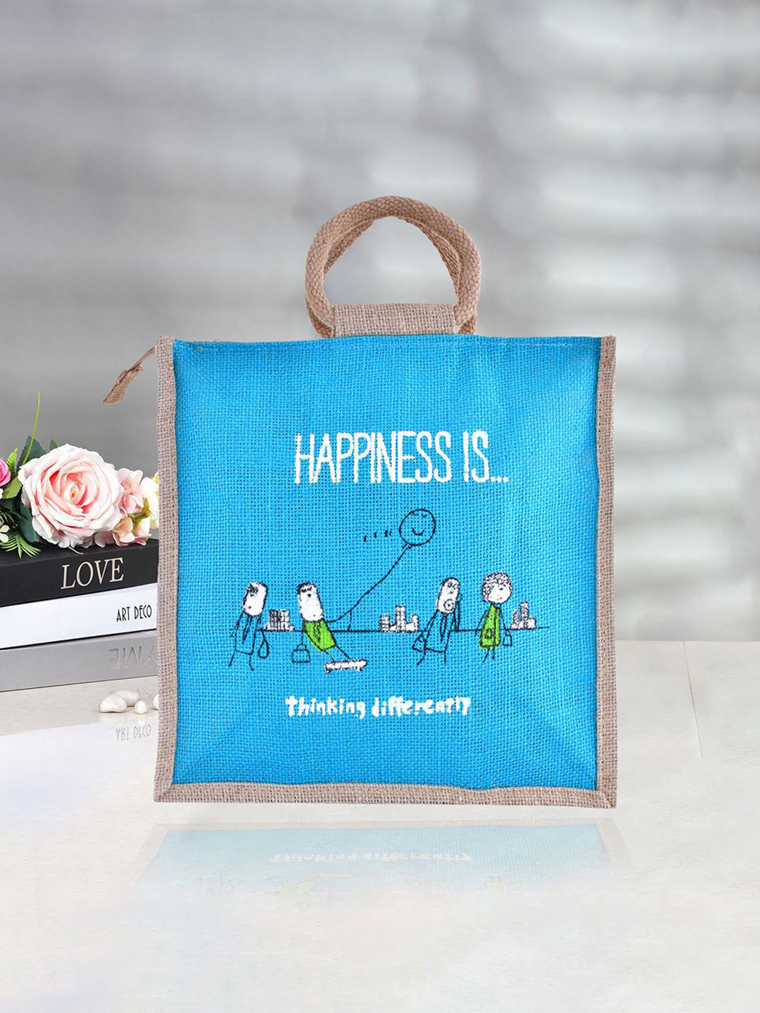 

Kuber Industries Unisex Graphic Printed Shopper Tote Bag, Blue