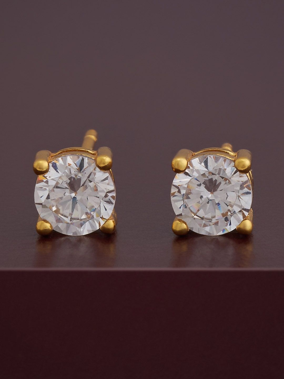 

Kushal's Fashion Jewellery 92.5 Silver Gold-Plated Circular Studs, White