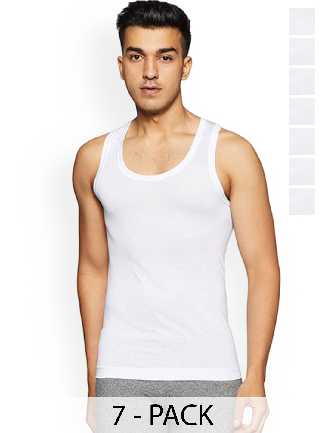 

Rupa Set Of 7 Cotton Undershirt Vests Frontline-Air-Whit-RN-7-85, White