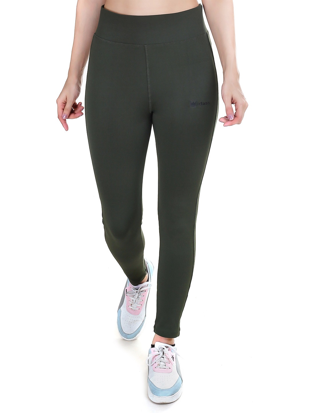 

IDASS Women Mid-Rise Ankle-Length Tights, Olive