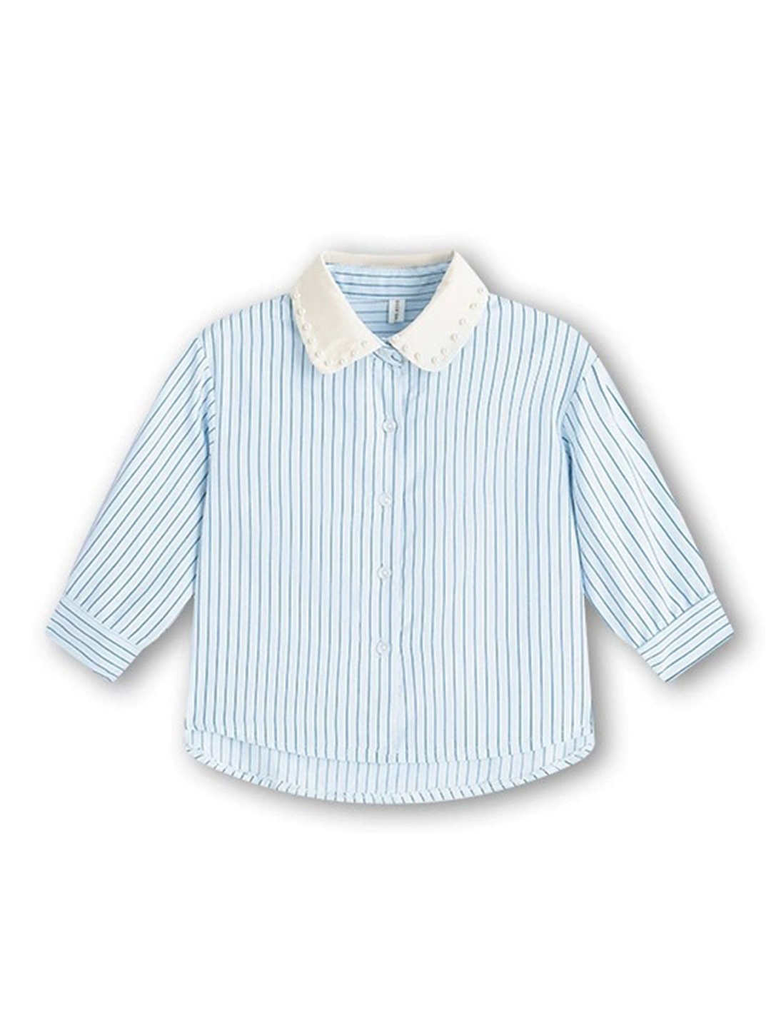 

LULU & SKY Girls Opaque Striped Casual Shirt, Blue