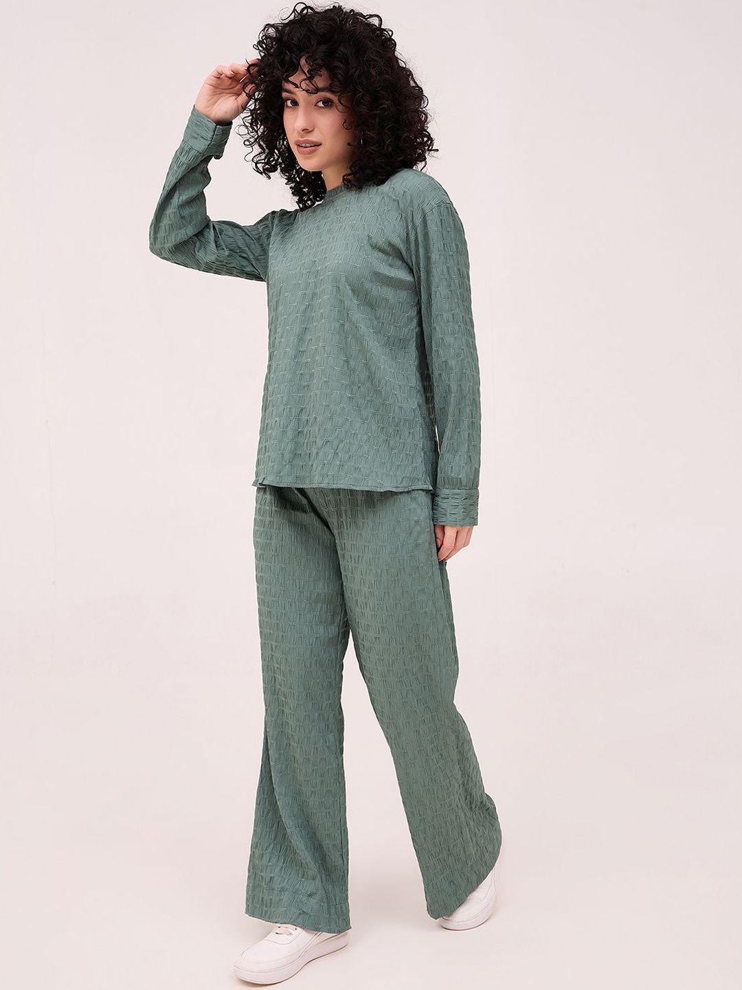 

all about you Self Design Top and Trouser Co-Ord, Green