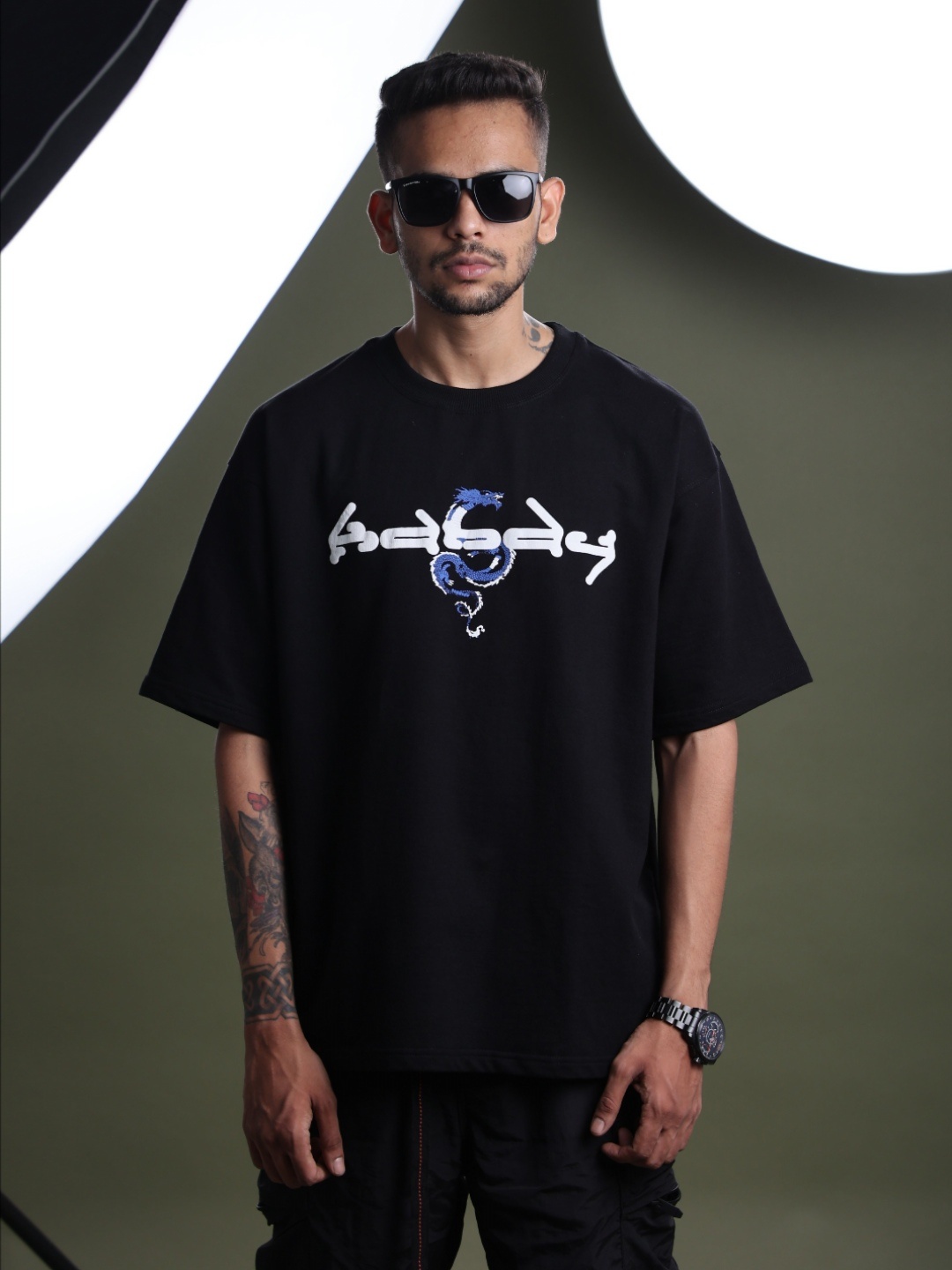 

Kandy Men Graphic Printed Round Neck Oversized T-shirt, Black