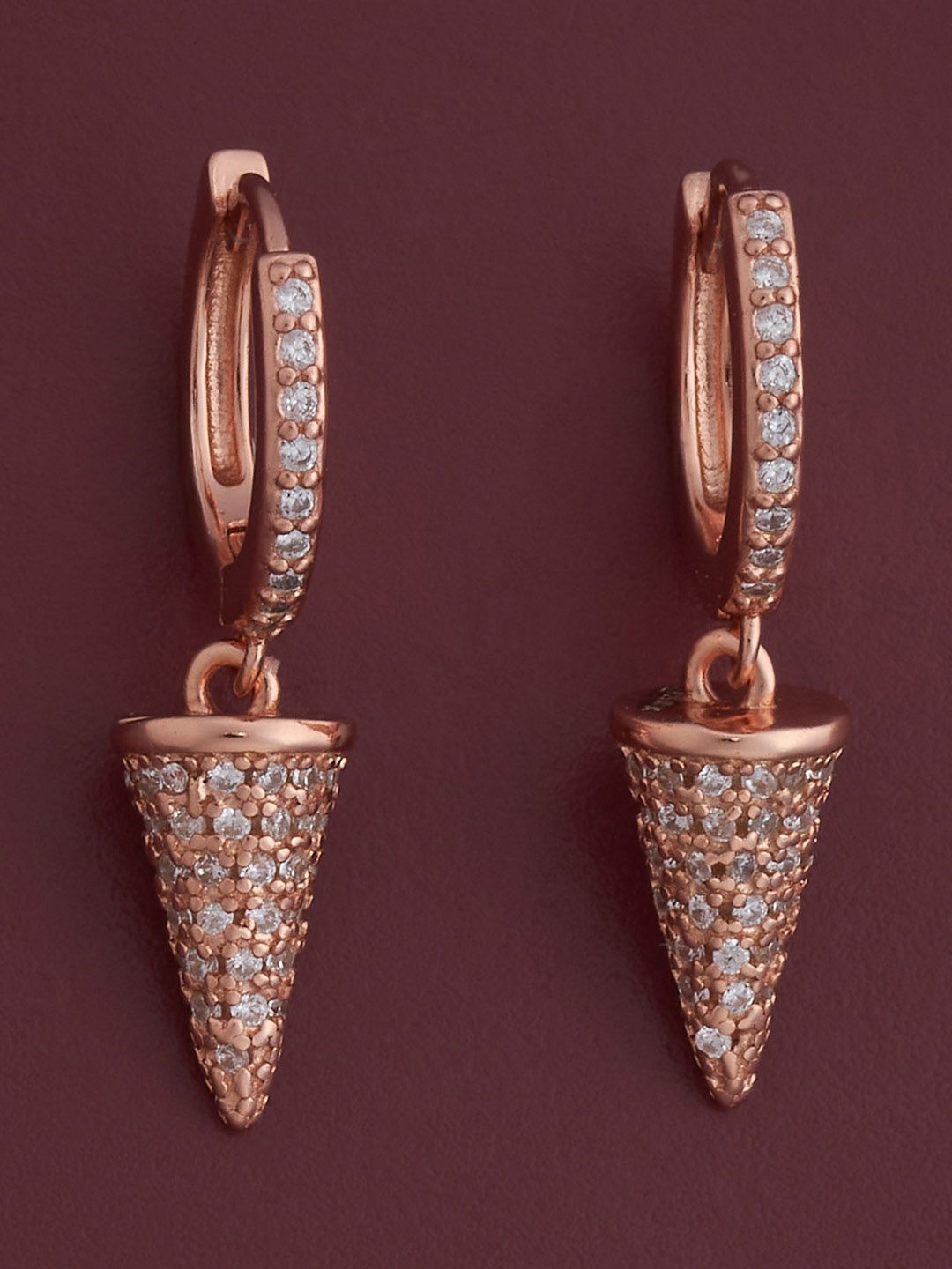 

Kushal's Fashion Jewellery 92.5 Silver Rose Gold-Plated Zircon Hoop Earrings