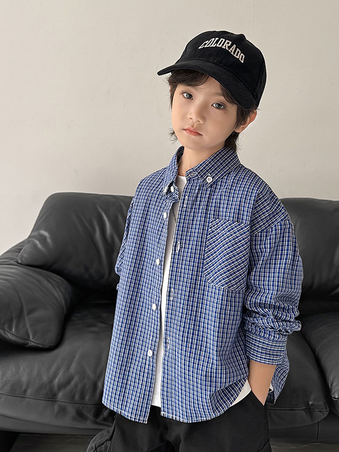 

LULU & SKY Boys Knitted Shirt, Blue