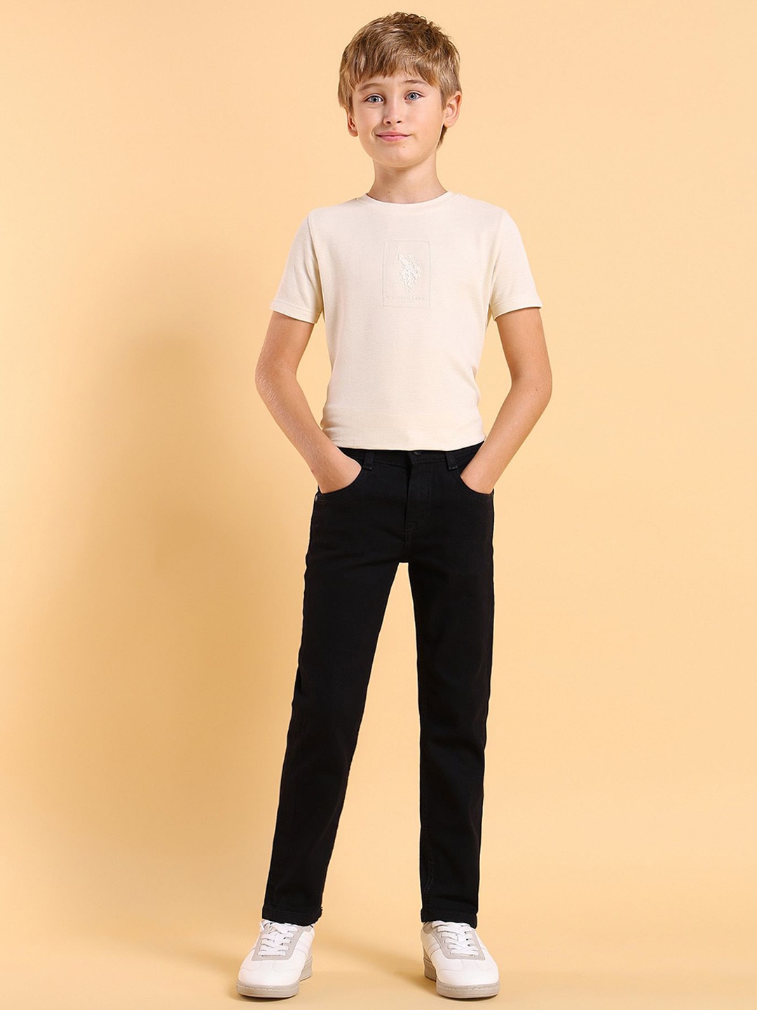 

U.S. Polo Assn. Kids Boys Slim Fit Mid-Rise Jeans, Black
