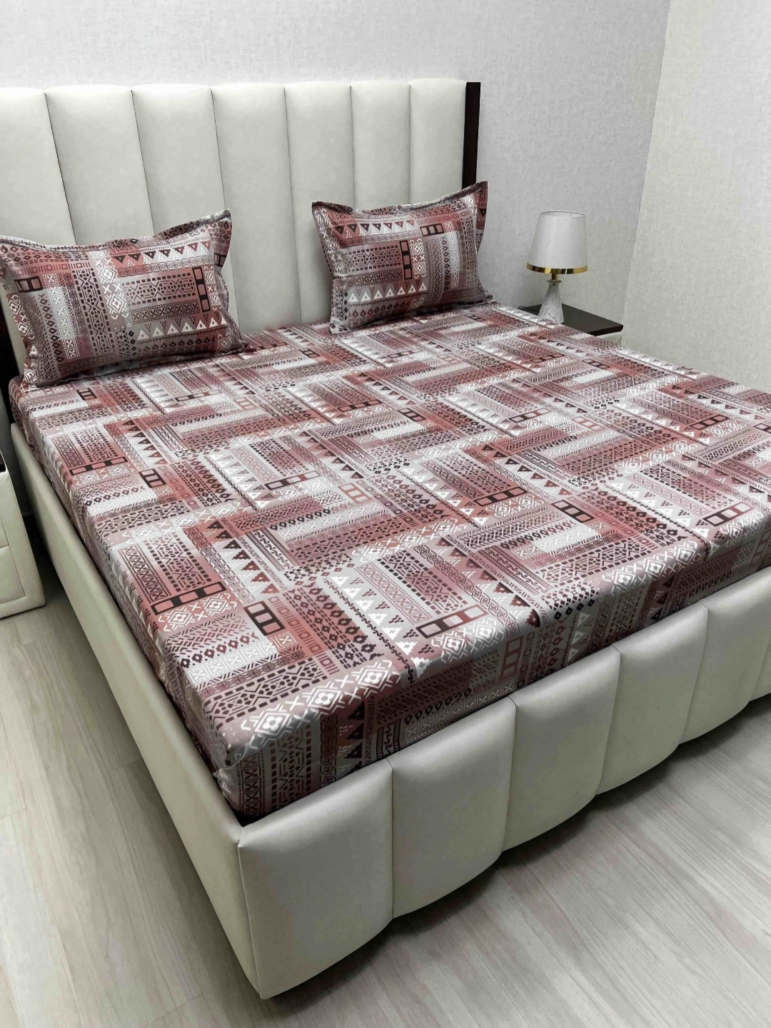 

Pure Decor Velar Fur Sib Brown Printed Pure Cotton 240 TC King Bedsheet Sets 2.74m x 2.74m, Maroon