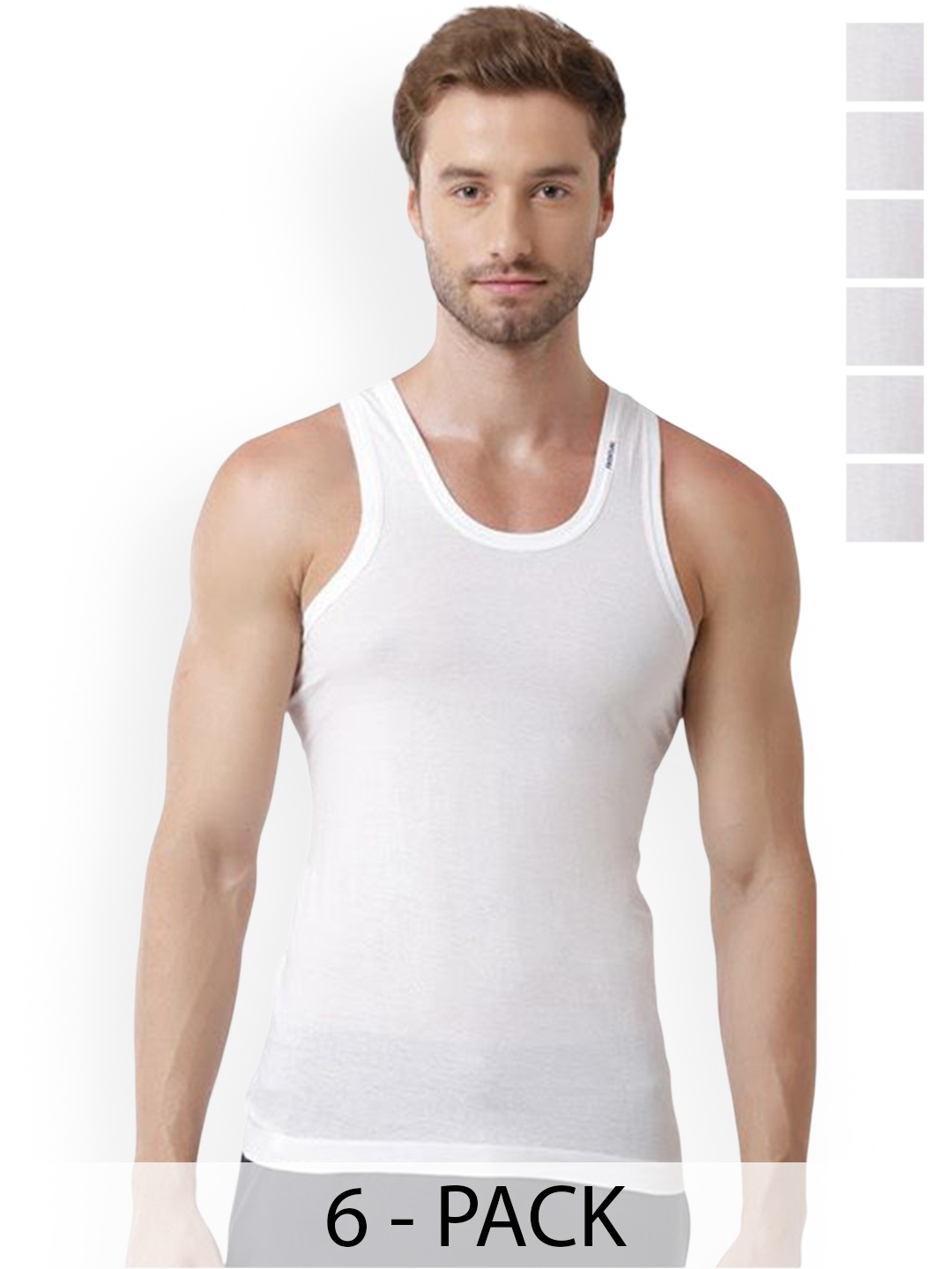 

Rupa Pack Of 6 Pure Cotton Undershirt Vests Frontline-White-Vest-RN-6-100