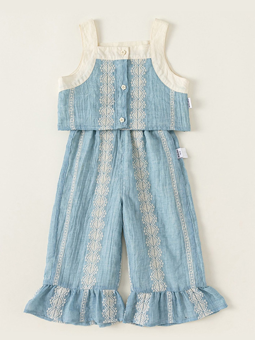 

LULU & SKY Girls Embroidered Top With Palazzos, Blue