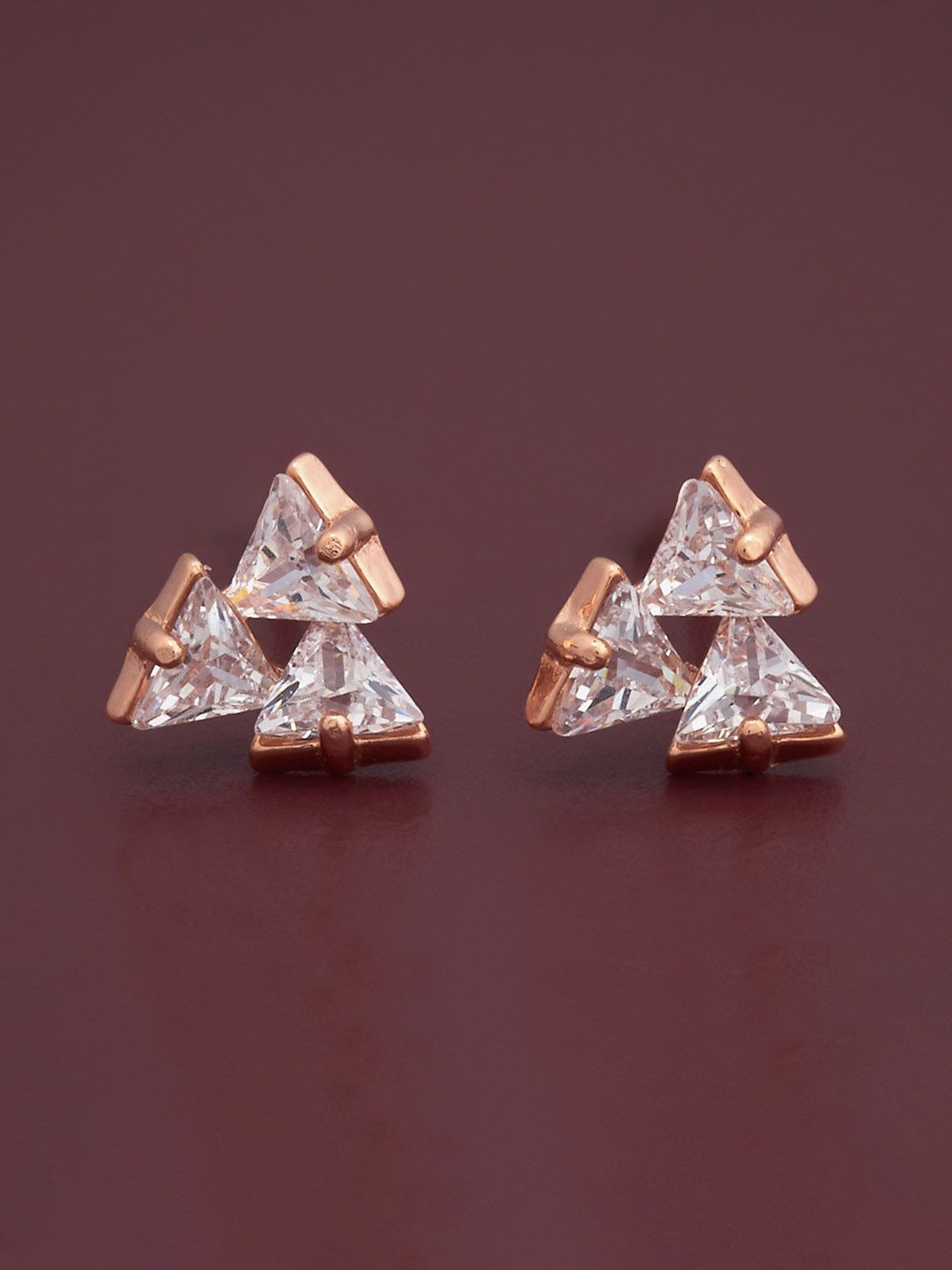 

Kushal's Fashion Jewellery 92.5 Silver Rose Gold-Plated Zircon Classic Studs
