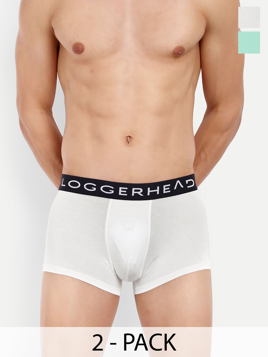 

LOGGERHEAD Men Pack Of 2 Mid Rise Short Trunks, Green