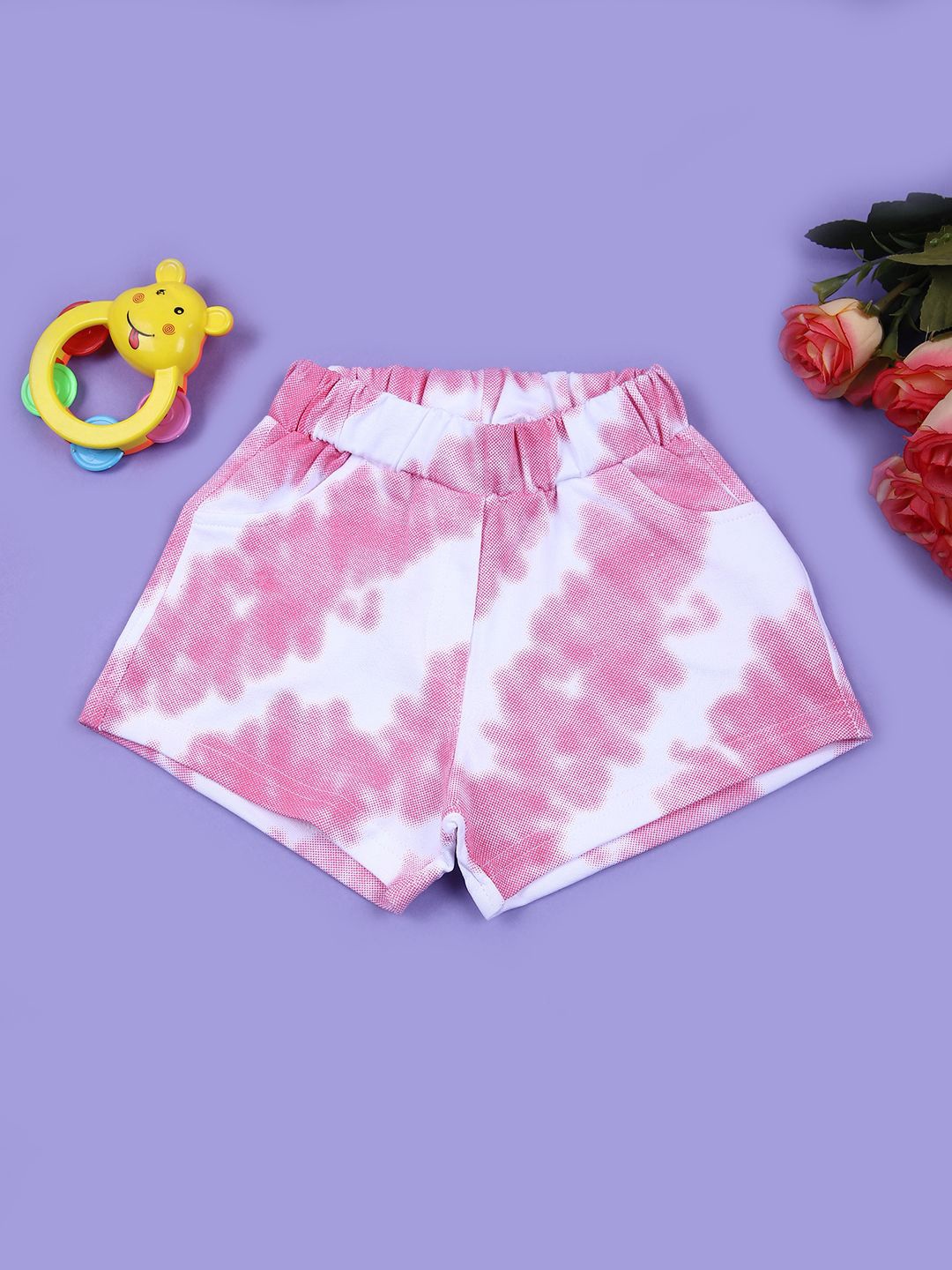 

V-Mart Girls Printed Cotton Shorts, Pink
