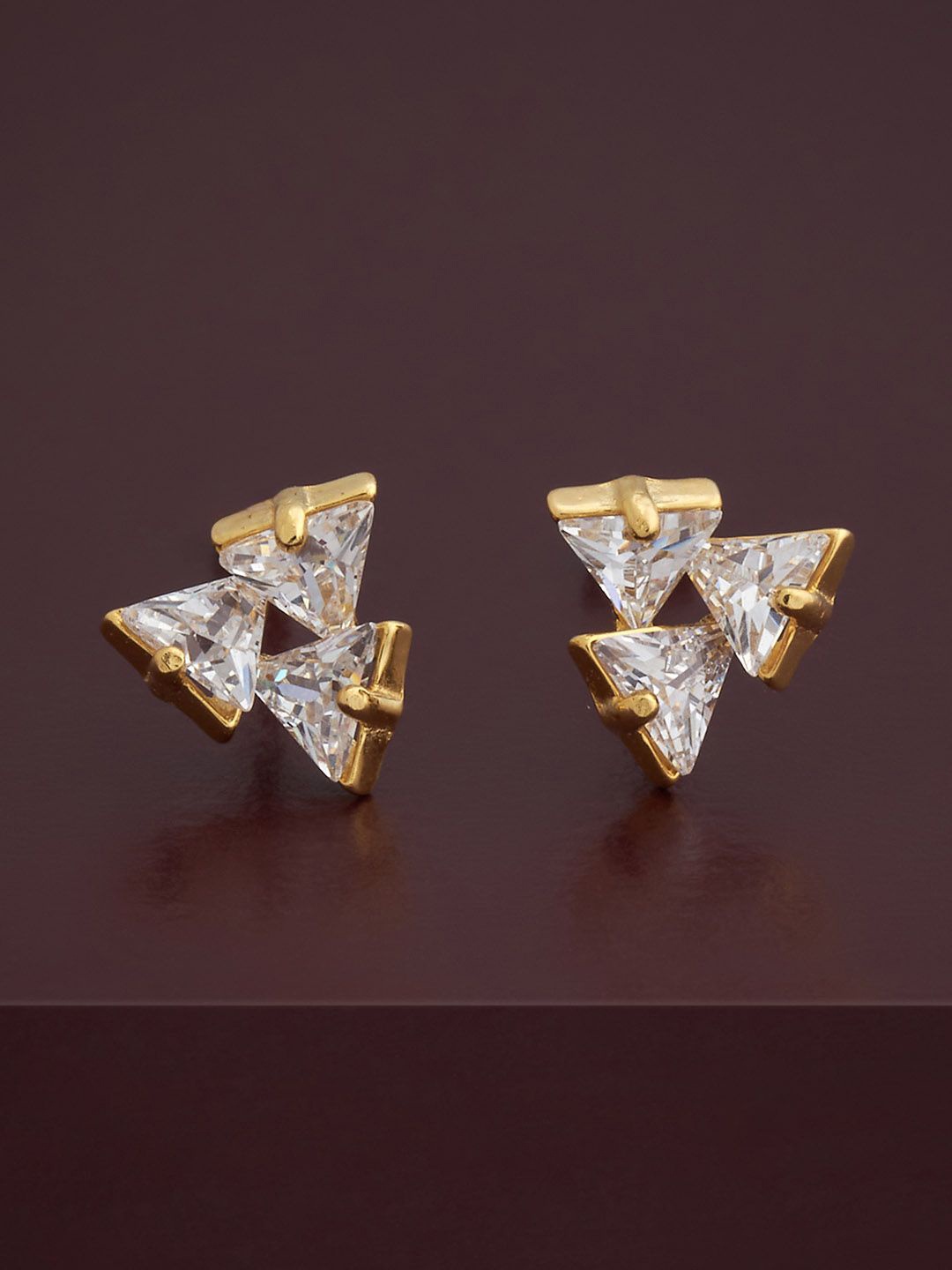 

Kushal's Fashion Jewellery 92.5 Silver Gold Plated CZ Party Studs Earrings