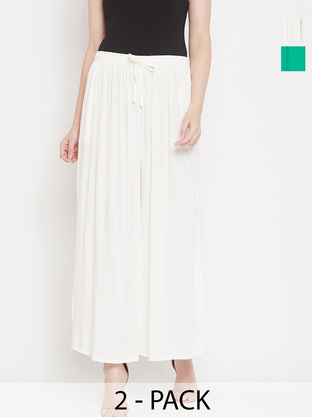 

Castle Lifestyle Women 2 Flared Palazzos, Off white