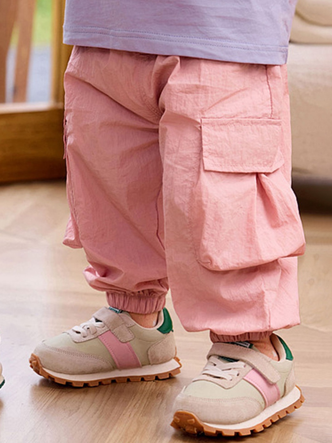 

LULU & SKY Kids Straight Fit High-Rise Cargos, Pink