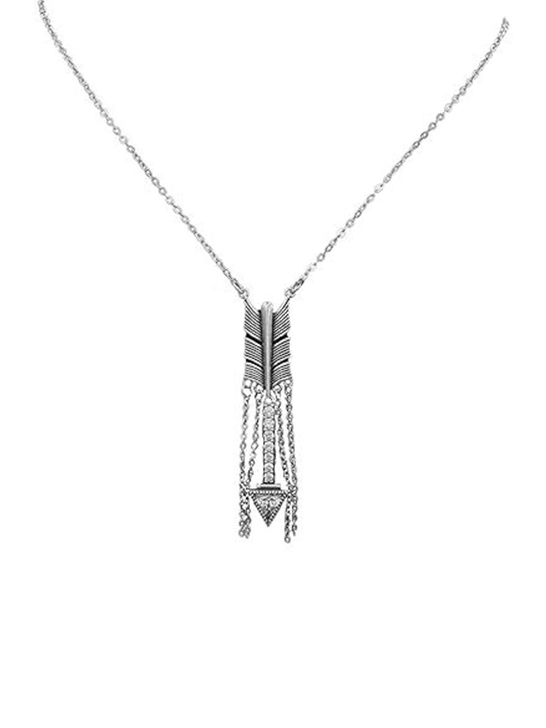 

ISHI New York Rhodium-Plated Directional Dangles Pendant Necklace, Silver