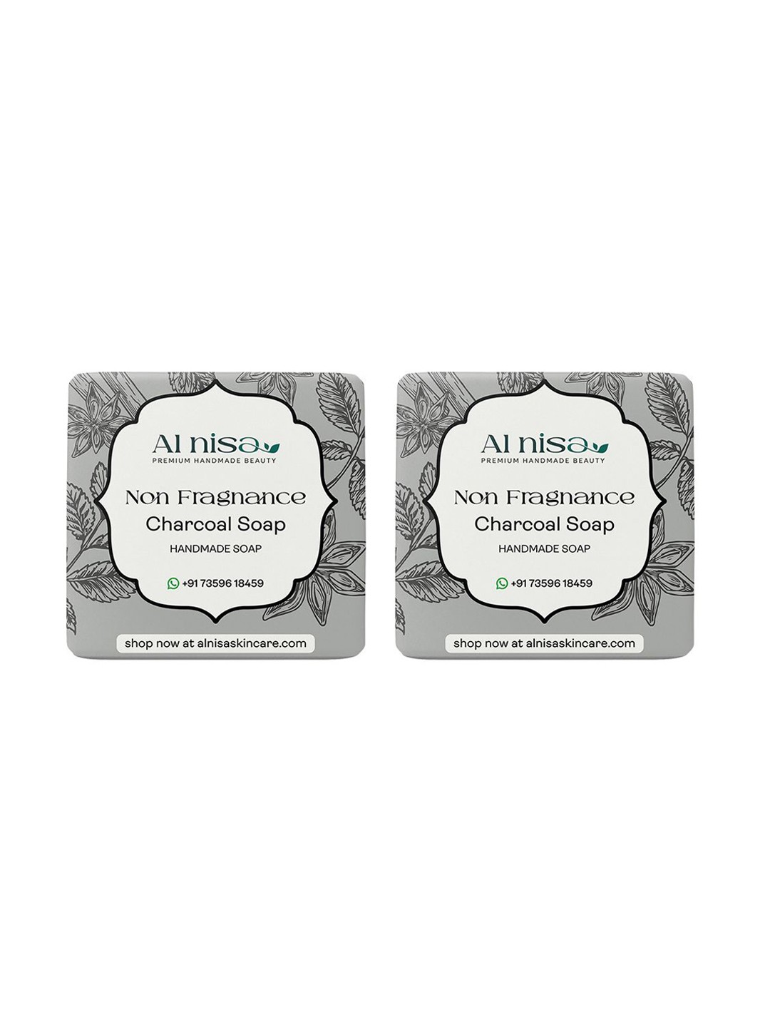 

Al Nisa Set Of 2 Charcoal Handmade Soap- 100 g Each, Black