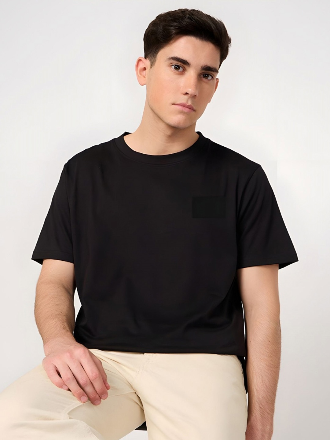 

Moda Rapido Men Typography Printed Round Neck Cotton T-shirt, Black