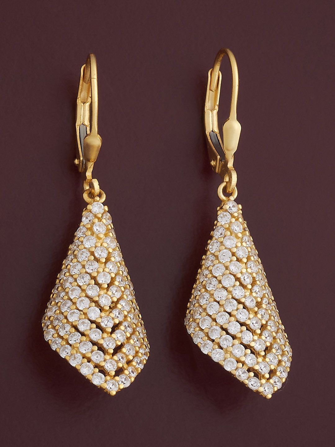 

Kushal's Fashion Jewellery 92.5 Silver Gold-Plated CZ Classic Hoop Earrings