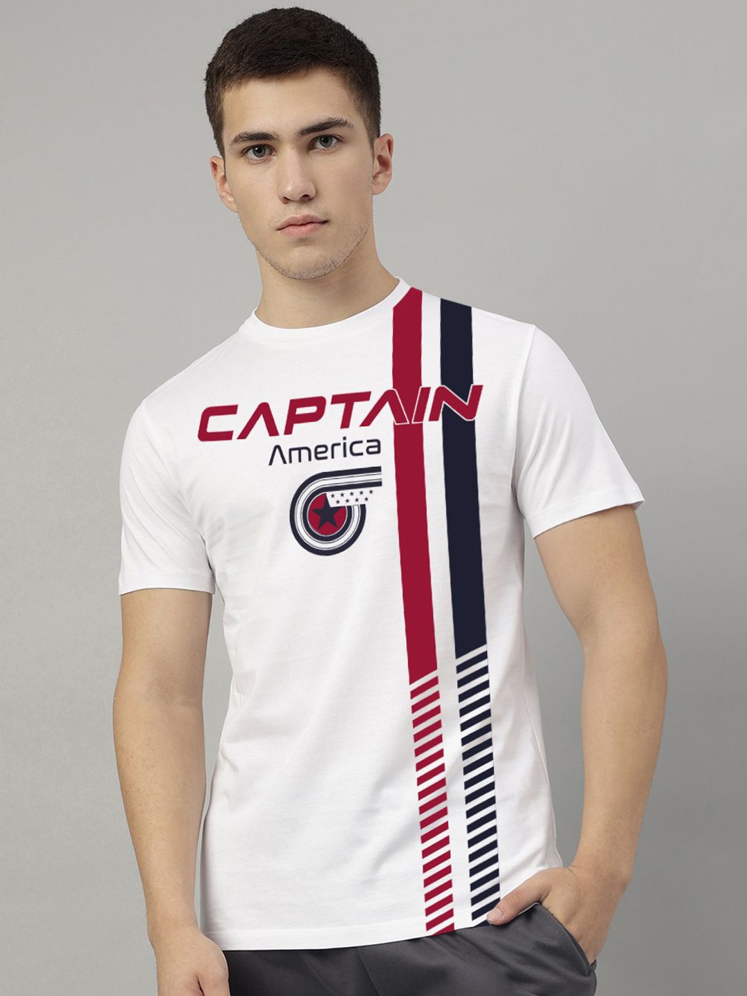 

Free Authority Men Captain Marvel Typography Printed Round Neck Regular Fit Cotton T-shirt, White