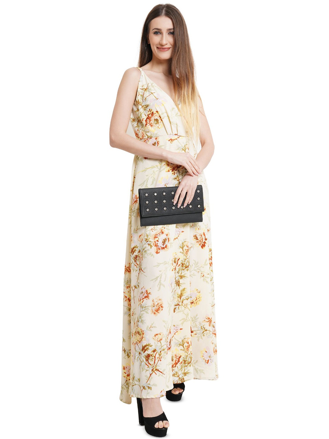 

MISS HAUTE Floral Print Crepe Maxi Dress, Yellow