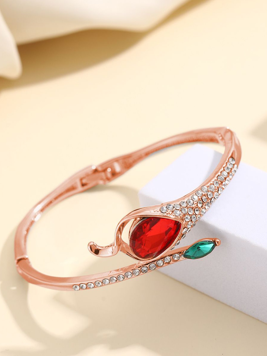

Shining Diva Fashion Rose Gold-Plated Crystals Studded Wraparound Bracelet