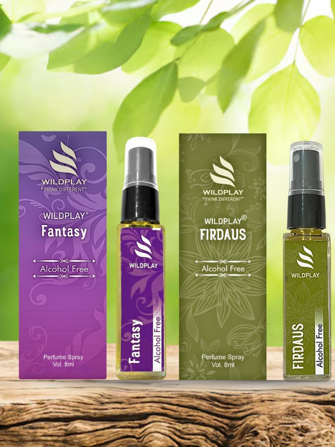 

WILDPLAY Set Of 2 Fantasy & Firdaus Alcohol Free Spray Perfume - 8 ml Each, Purple