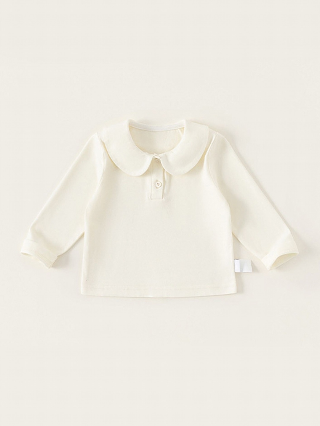 

LULU & SKY Girls Solid Peter Pan Collar Cotton T-shirt, Off white