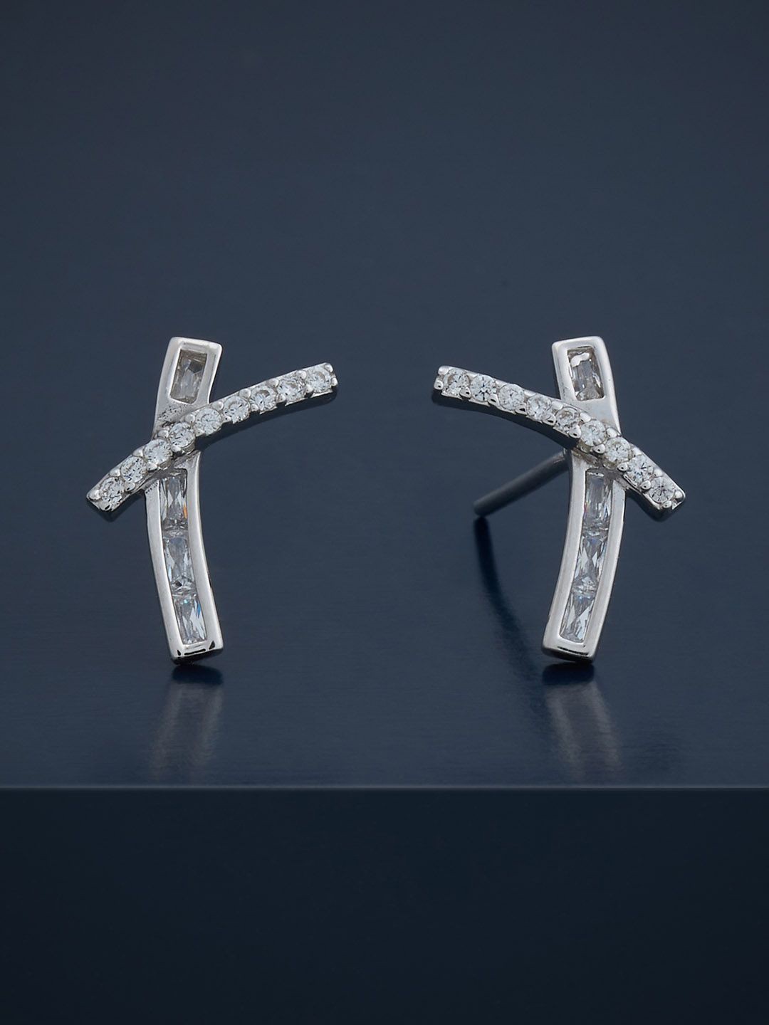 

Kushal's Fashion Jewellery 92.5 Silver Rhodium-Plated Studs Earrings